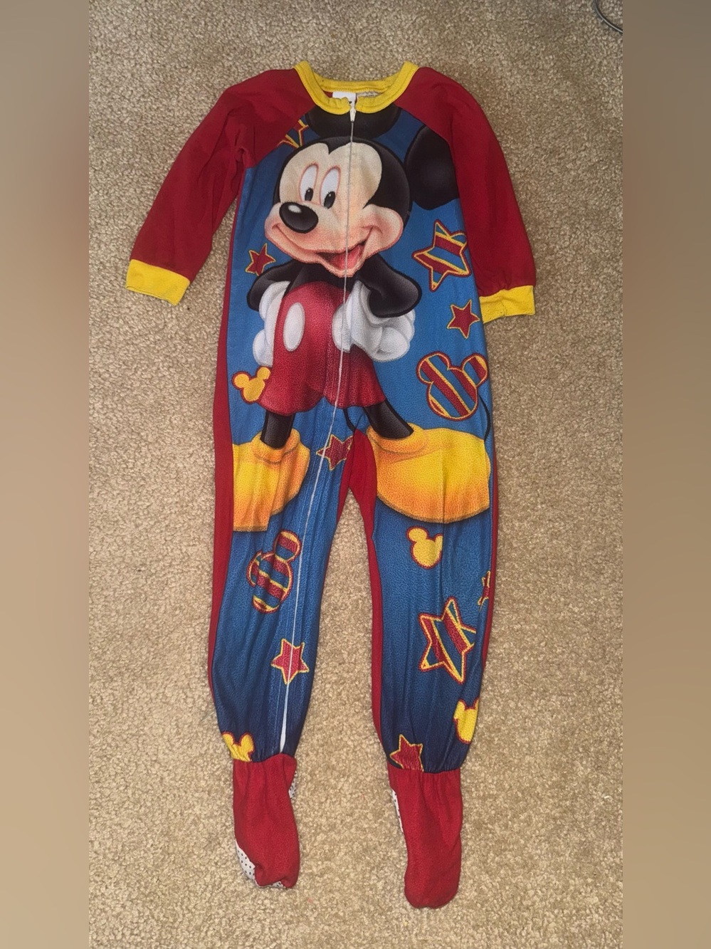 Disney Mickey Mouse Red, Blue & Yellow Kids Footed One-Piece